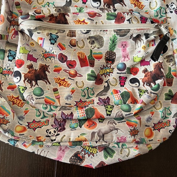 JanSport SuperBreak Backpack Multicolor Sticker Collage Print Retro Icons 16.7" - Picture 4 of 5